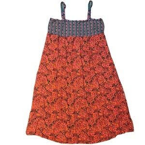 Natural Life Patti Side Slit Maxi Dress - Red Orange Mixed Print